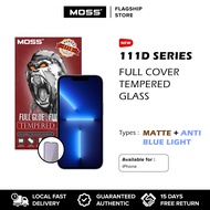 MOSS 111D Matte Anti Blue Light Full Cover Tempered Glass for iPhone 13 Pro Max / 13 Pro / 13 / 13 Mini / 12 Pro Max / 12 Pro / 12 / 12 Mini / 11 Pro Max / 11 Pro / 11 / Xs Max / Xr / Xs / X / 8 Plus / 8 / 7 Plus / 7 / 6 Plus / 6s Plus / 6 / 6s