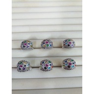 92.5% Pure Silver Fancy Nine Gems Ring