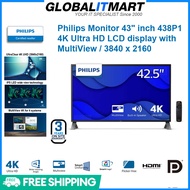 Philips 438P1/69 43" 4K Ultra HD LCD Display Monitor with MultiView (Brought to you by GLOBAL IT MAR