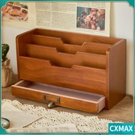 CVMAX Desktop Drawer Storage Box, Wood Vintage Wooden Letter Rack, Mail Organizer Multifunction Groc