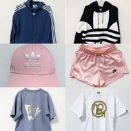 ADIDAS 長袖帽T藏青藍色 34號 CY4767 /  ADIDAS 長袖帽T黑色 S號 FS1314 /  ADIDAS老帽帽子素面 粉色 EK2994 /  NIKE 短褲真理褲緞面粉紅色 X