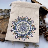 純手工繪製 曼陀羅 束口袋【梅綻】帆布袋 禪繞 Henna Mandala
