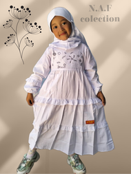 BAJU gamis anak putih bordir naf rempel//Terbaru Gamis Anak Perempuan 4 - 12 Tahun Warna Putih Gamis