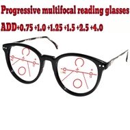 Progressive Multifocal Anti Blu Light Reading Glasses Black Frame Men Women High Quality +0.75 +1.00