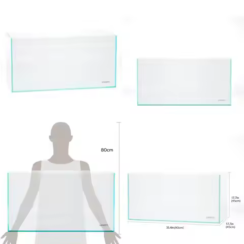 90P LANDEN 44 Gallon Rimless Low Iron Aquarium Tank, 35.4 * 17.7* 17.7 (90cm x 45cm x 45cm), 10mm Th