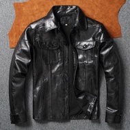 Japanese Retro Genuine Leather Jacket Men Washed Distressed First Layer Vegetable Tanned Sheepskin S