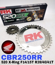 RK Sprocket Set Honda CBR250RR New 520 X-Ring Black Gold Chain Rantai Hitam Emas CBR250 RR CBR 250 X
