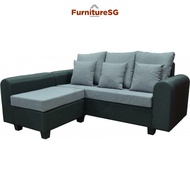 3-Seater Fabric Sofa + Stool (Light and Dark Grey)