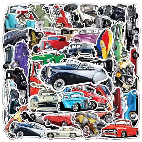 10/30/51pcs Cartoon Vintage Cars Stickers Classic Car Graffiti Sticker Waterproof DIY Skateboard Sui
