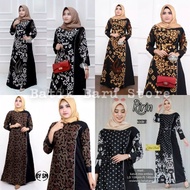 Gamis Batik Modern Kombinasi Terbaru Dress Muslim Wanita Katun Jumbo