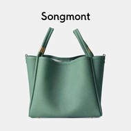 Large capacity leather bucket women's bag songmont new laptop bag