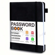 1pc Notebook With Letter Label, Notebook With Pocket, Hardcover Internet Password Log, Computer And 