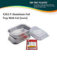 4363-P Aluminium Foil Tray With Cover (5 Sets) / Rectangle Foil Shape / Medium Size