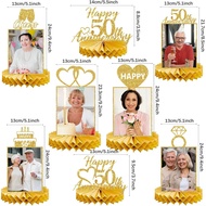 8 Pcs 50th Wedding Anniversary Decorations Gold Wedding Anniversary Honeycomb Centerpieces for Women