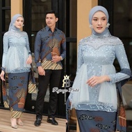 2 IN 1 Set Couple Kebaya Moden Bali Indonesia Lelaki Perempuan Pasangan Sedondon Lace Premium Velvet