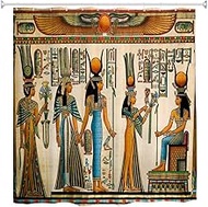 Egyptian Shower Curtain 84,Afro Theme Polyester Fabric Shower Curtains Set with Hooks, African Art A