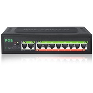 PoE Switch, 10 Port Gigabit Ethernet Network Switch( 8 PoE+ Port with 2 extra Uplink Port), 802.3af/