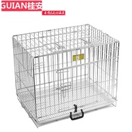 ST/💟Pet Stainless Steel Dog Cage Foldable Dog Cage Small and Medium Dog Cage Chicken Coop Dog Cage Pet Cage with Chassis