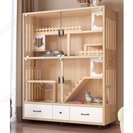 Cat House Solid Wood Cat Villa Extra Large Cat Cage  Indoor Cat Condo Cabinet Panoramic Cat Condo Vi