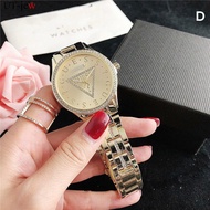 Beautiful GUESS Watch For Women Rhinestone Round Dial Triangle Guess Pattern Quartz Watch Alloy Strap Ladies Watch jam tangan perempuan cantik gila