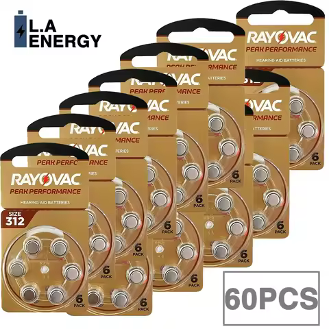 60PCS Hearing Aid Batteries 312 A312 312A ZA312 312a PR41 for Rayovac Peak UK Zinc Air Button Ear Ai