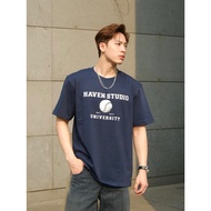 Haven Studio Unisex T-shirt - BaseBall Tee - Regular Form 100% Cotton - Korean Style
