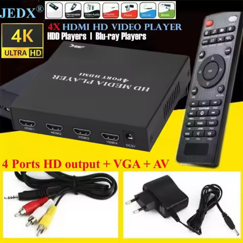 Full HD 4K/1080P USB External HDD Player Host Support MKV AVI U Disk SD MMC 4xHDMI Media Video Playe