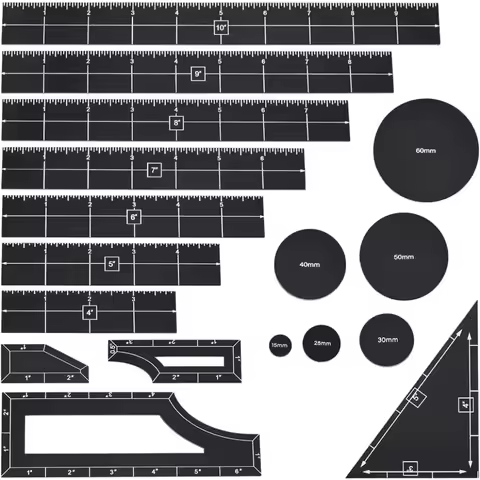 17Pcs Black Objective Point Markers Acrylic Objective Makers Ruler Set Games Measuring Ruler Round O