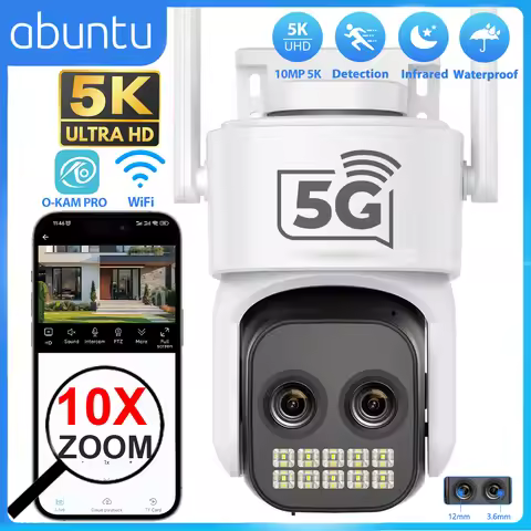 10MP 5K 10X Zoom Wifi Camera 3.6mm+12mm Dual Lens 5G Surveillance Camera Outdoor Human Detection Nig