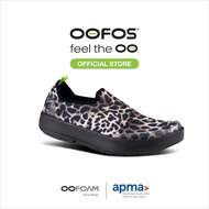 OOFOS WOMEN'S OOMG EEZEE BLACK CHEETAH Recovery Shoes