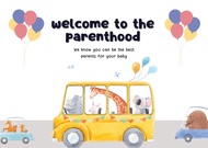 9.4x13.4cm kartu ucapan anak bayi custom tulisan newborn baby shower - animal bus
