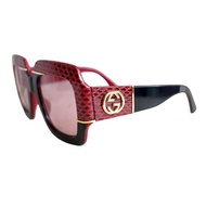 全新 意大利奢侈名牌GUCCI紅黑色蛇皮拼接金色LOGO渡假風太陽眼鏡