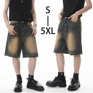 Plus size Mud yellow denim shorts trendy Korean style casual shorts summer straight loose shorts