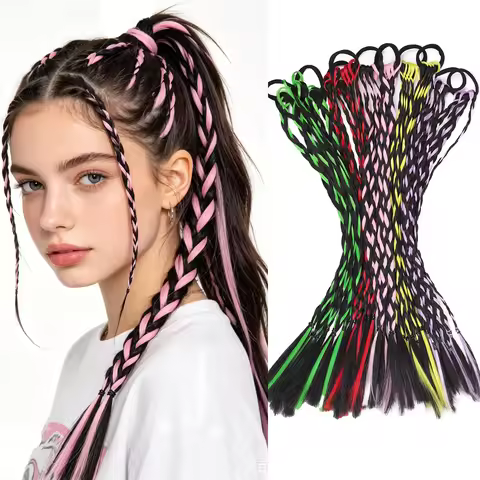 Synthetic twist braids wig women's heat-resistant braided braids ponytail hair extension wig color b