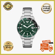 บริการเก็บเงินปลายทาง Emporio Armani นาฬิกาข้อมือผู้ชาย Diver Green Dial Silver รุ่น AR11338 บอกเวลา