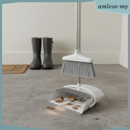 [AmlesoMY] Heavy Duty Dustpan with Comb Teeth Space Saving Broom and Dustpan Combo Set