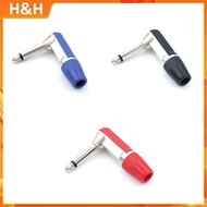 【H&H】 1/4'' 6.35mm 2 Pole Mono Male Jack Right Angle Guitar Plug Adapter Connector