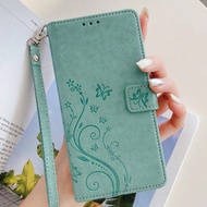 กรณีโทรศัพท์หนังPUพร้อมสายรัดข้อมือ ฝาพับ ลายนูนผีเสื้อ สำหรับ Apple 16 Pro Max/16E, Galaxy A15/Note