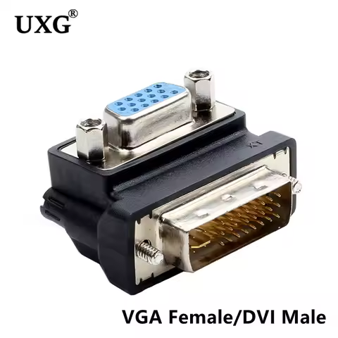 DVI-I 24+5 Male To VGA 15 Pin Female 90 Degree Right Angle Convertor Adapter HD Convertor Adapter 15