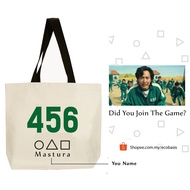 Squid Game - Canvas Bag - Player 456 squid game Tote Bag - Shoulder Bag - Tote Bag for Men - Squid j