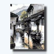 JINYOU paint by number Hui style hand-painted Chinese style classical oil paint furniture bedroom decoration painting 20x30/30x40cm