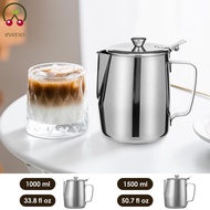 Frothing Pitcher 33.8oz/50.7oz Stainless Steel Coffee Cup Milk Frothing Jug with Lid for Latte Coffe