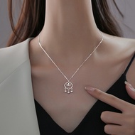 Silver Art Jewelry 999 Silver Small Silver Lock Necklace Female Light Luxury Niche Safe Lock Ten Tho