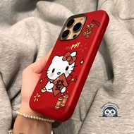 Cute New Year HelloKitty PU Leather Casing For Realme 15T 15 14 13 12 11 9i 8i 8 7 7i Global Pro Plu