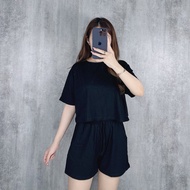 One Set Crop | Setelan Wanita Crop Top | STL A003 Murah