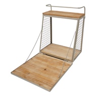 2 Tiers Wine Rack Holder Liquor Cabinet with Fold Down Shelf Wall Mount Wine Cabinet