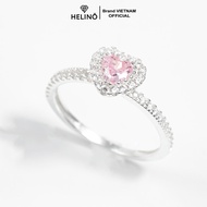 Nhẫn bạc trơn HELINO mặt đá tim hồng Rosie xinh xắn N16