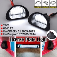 2 Fault-Free White LED License Plate Lights for Peugeot 107 (2005-2014 models) and Citroën C1 (2005-