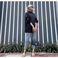 M-5XL Kemeja Wanita Muslim Office Work Blouse Formal Women Shirt Perempuan Plus Size Labuh Putih Whi