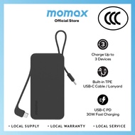 MOMAX|1-Power Vital+ Power Bank 10000mAh With Built-In USB-C and Lightning Cable|CCC CERTIFICATION